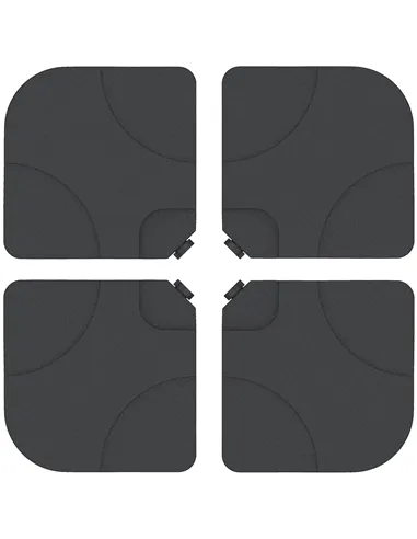 Outsunny 4 Pieces Parasol Base Stand Weights for Banana Hanging Cantilever Umbrella, Water and Sand Filled, Up to 72kg, Black