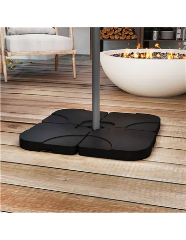 Outsunny 4 Pieces Parasol Base Stand Weights for Banana Hanging Cantilever Umbrella, Water and Sand Filled, Up to 72kg, Black