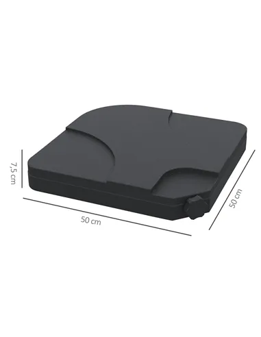 Outsunny 4 Pieces Parasol Base Stand Weights for Banana Hanging Cantilever Umbrella, Water and Sand Filled, Up to 72kg, Black