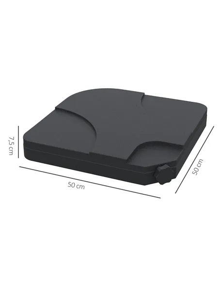 Outsunny 4 Pieces Parasol Base Stand Weights for Banana Hanging Cantilever Umbrella, Water and Sand Filled, Up to 72kg, Black