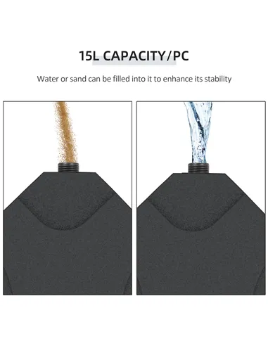 Outsunny 4 Pieces Parasol Base Stand Weights for Banana Hanging Cantilever Umbrella, Water and Sand Filled, Up to 72kg, Black