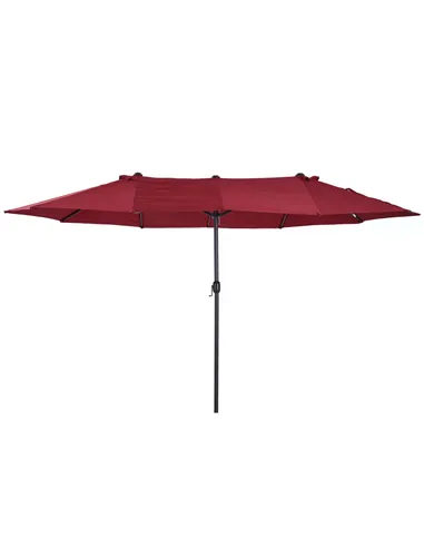 Outsunny 4.6m Double-Sided Patio Parasol Sun Umbrella-Wine Red