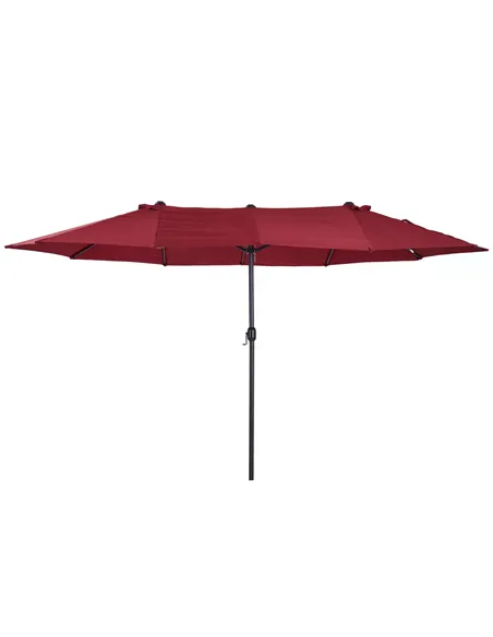 Outsunny 4.6m Double-Sided Patio Parasol Sun Umbrella-Wine Red