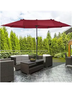 Outsunny 4.6m Double-Sided Patio Parasol Sun Umbrella-Wine Red 2