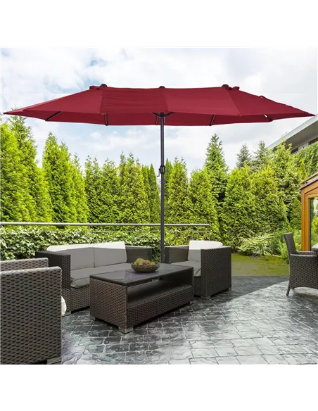 Outsunny 4.6m Double-Sided Patio Parasol Sun Umbrella-Wine Red