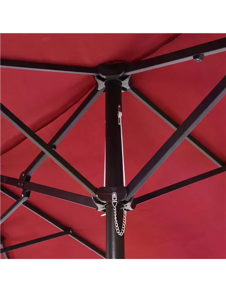 Outsunny 4.6m Double-Sided Patio Parasol Sun Umbrella-Wine Red