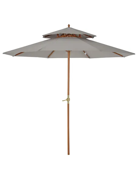 Outsunny 2.7m Elegant Wooden Frame Parasol Umbrella - Grey