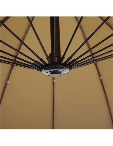 Outsunny 3(m) Cantilever Umbrella 18 Ribs & Vents Adjustable Angle for Patio Khaki