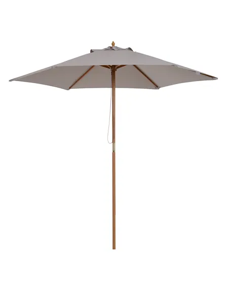 Outsunny 2.5m Wood Garden Parasol Sun Shade Patio Outdoor Wooden Umbrella Canopy, Table Market Umbrella with Vent, 38mm Pole, Ro