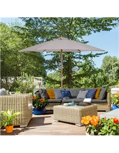 Outsunny 2.5m Wood Garden Parasol Sun Shade Patio Outdoor Wooden Umbrella Canopy, Table Market Umbrella with Vent, 38mm Pole, Ro 2