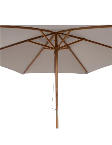 Outsunny 2.5m Wood Garden Parasol Sun Shade Patio Outdoor Wooden Umbrella Canopy, Table Market Umbrella with Vent, 38mm Pole, Ro