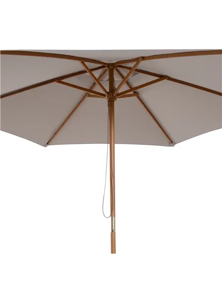 Outsunny 2.5m Wood Garden Parasol Sun Shade Patio Outdoor Wooden Umbrella Canopy, Table Market Umbrella with Vent, 38mm Pole, Ro