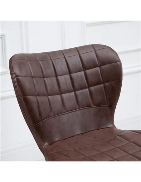 HOMCOM Bar Stools Set of 2 Adjustable Height Swivel Bar Chairs in PU Leather with Backrest & Footrest, Brown