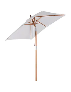 Outsunny 2m x 1.5m Garden Parasol Umbrella with Tilting Sunshade Canopy, Outdoor Market Table Umbrella with Wood and Bamboo Fram