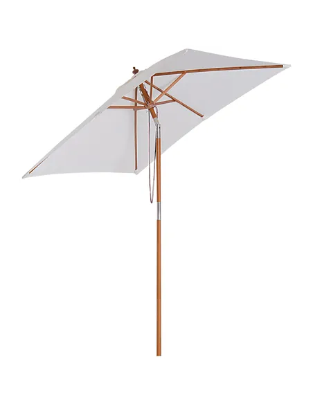 Outsunny 2m x 1.5m Garden Parasol Umbrella with Tilting Sunshade Canopy, Outdoor Market Table Umbrella with Wood and Bamboo Fram