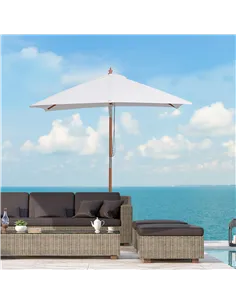 Outsunny 2m x 1.5m Garden Parasol Umbrella with Tilting Sunshade Canopy, Outdoor Market Table Umbrella with Wood and Bamboo Fram 2