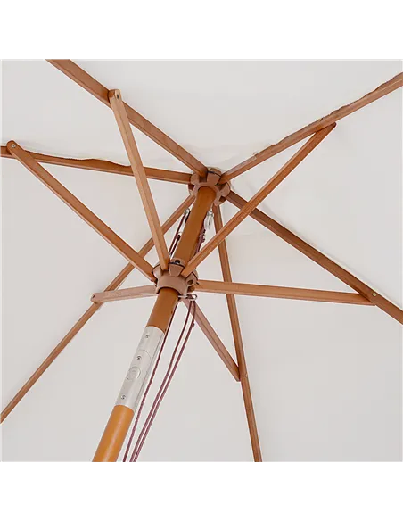 Outsunny 2m x 1.5m Garden Parasol Umbrella with Tilting Sunshade Canopy, Outdoor Market Table Umbrella with Wood and Bamboo Fram