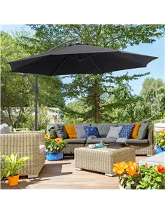 Outsunny 3 m Banana Parasol-Black 2