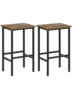 HOMCOM Industrial Bar Stools, Set of 2 Kitchen Breakfast Bar Chairs with Footrest, Counter Height Island Stools for Dining Area,