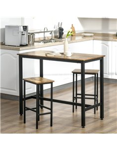 HOMCOM Industrial Bar Stools, Set of 2 Kitchen Breakfast Bar Chairs with Footrest, Counter Height Island Stools for Dining Area, 2