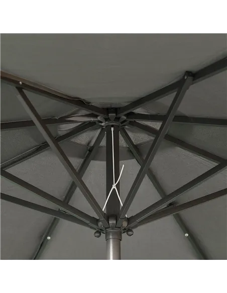 Outsunny Φ2.7m Garden 24 LED Light Parasol Solar Outdoor Tilt Sun Umbrella Patio Club Party Event Manual Sun Shade w/ Hand Crank