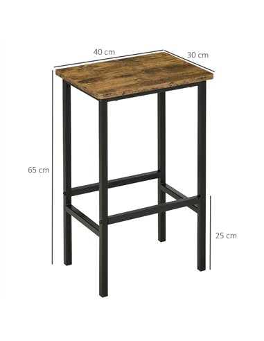 HOMCOM Industrial Bar Stools, Set of 2 Kitchen Breakfast Bar Chairs with Footrest, Counter Height Island Stools for Dining Area,