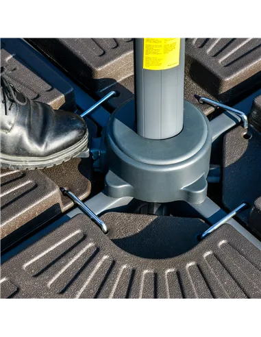 Outsunny 3m Cantilever Parasol w/ Solar Lights Power Bank Base 360° Spin Khaki