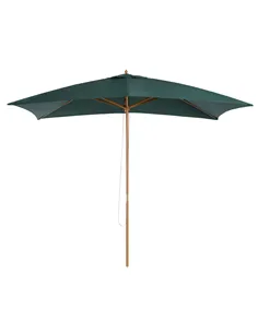 Outsunny 2 x 3m Wooden Garden Parasol Umbrella Outdoor Sun Shade Canopy, Green