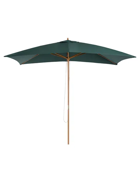 Outsunny 2 x 3m Wooden Garden Parasol Umbrella Outdoor Sun Shade Canopy, Green