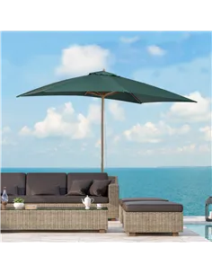 Outsunny 2 x 3m Wooden Garden Parasol Umbrella Outdoor Sun Shade Canopy, Green 2