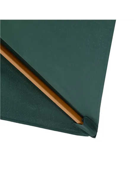 Outsunny 2 x 3m Wooden Garden Parasol Umbrella Outdoor Sun Shade Canopy, Green