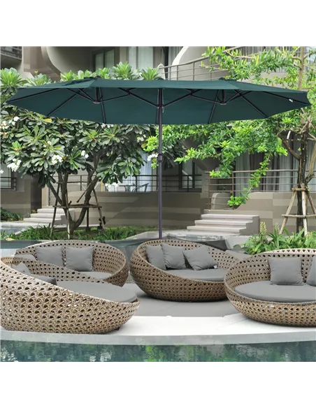 Outsunny 4.6m Double Garden Parasol - Green