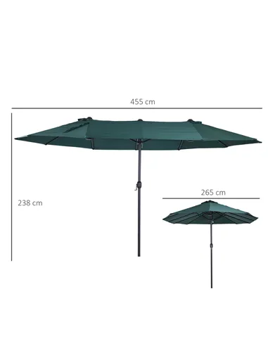 Outsunny 4.6m Double Garden Parasol - Green