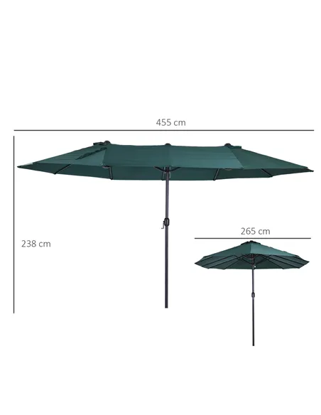 Outsunny 4.6m Double Garden Parasol - Green