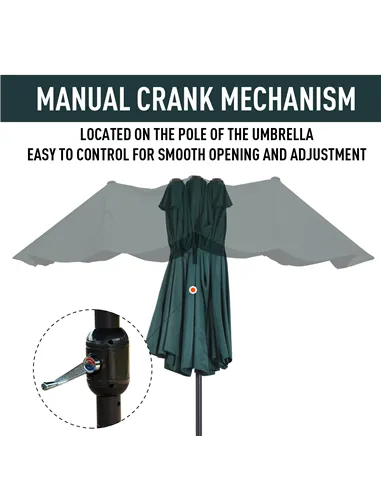 Outsunny 4.6m Double Garden Parasol - Green