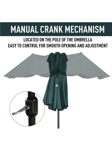 Outsunny 4.6m Double Garden Parasol - Green