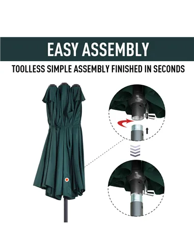 Outsunny 4.6m Double Garden Parasol - Green