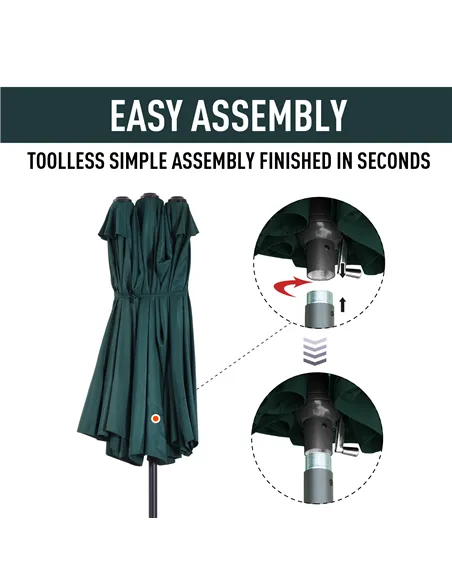 Outsunny 4.6m Double Garden Parasol - Green