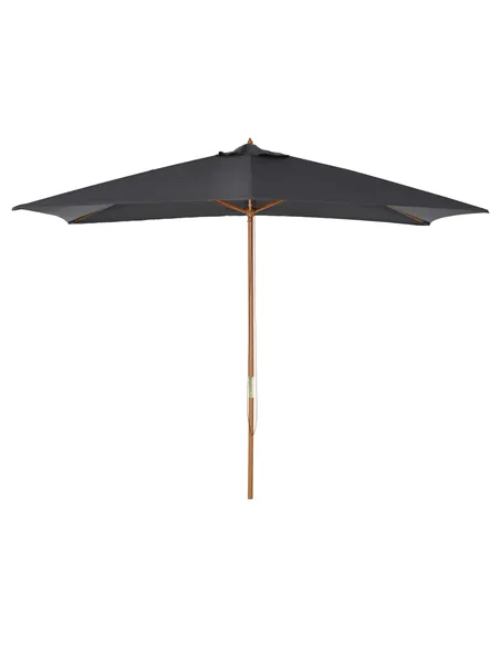 Outsunny 2 x 3m Wooden Garden Parasol Umbrella Outdoor Sun Shade Canopy, Dark Grey