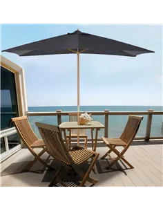 Outsunny 2 x 3m Wooden Garden Parasol Umbrella Outdoor Sun Shade Canopy, Dark Grey 2