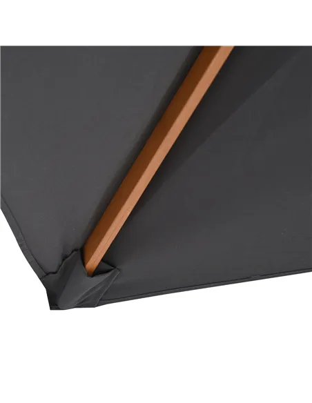 Outsunny 2 x 3m Wooden Garden Parasol Umbrella Outdoor Sun Shade Canopy, Dark Grey