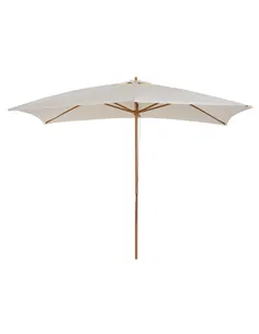 Outsunny 2 x 3m Wooden Garden Parasol Umbrella Outdoor Sun Shade Canopy, Cream White