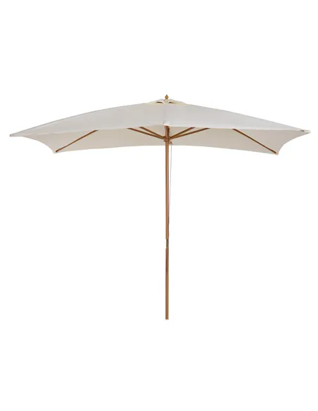 Outsunny 2 x 3m Wooden Garden Parasol Umbrella Outdoor Sun Shade Canopy, Cream White