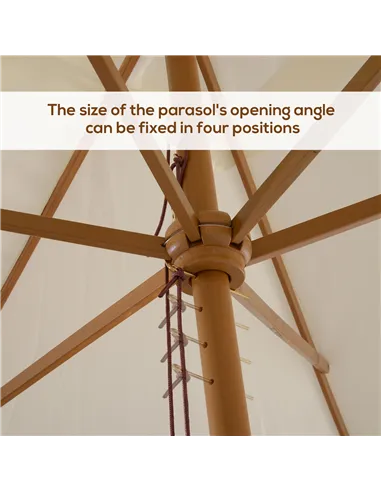 Outsunny 2 x 3m Wooden Garden Parasol Umbrella Outdoor Sun Shade Canopy, Cream White