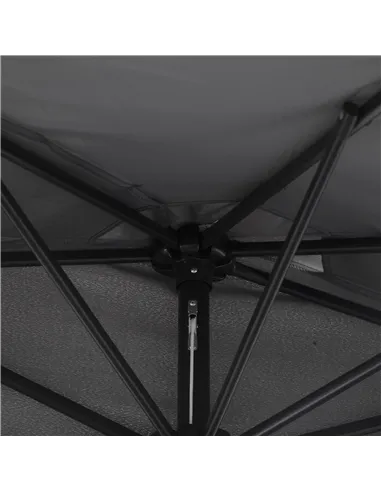 Outsunny 3(m) Half Parasol Semi Round Umbrella Patio Metal Frame Crank Handle for Balcony-- NO BASE INCLUDED, Grey