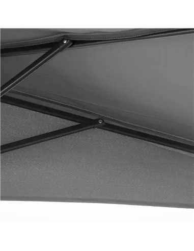 Outsunny 3(m) Half Parasol Semi Round Umbrella Patio Metal Frame Crank Handle for Balcony-- NO BASE INCLUDED, Grey