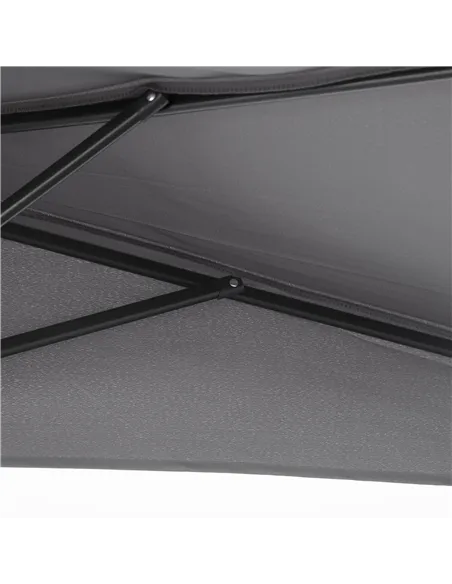 Outsunny 3(m) Half Parasol Semi Round Umbrella Patio Metal Frame Crank Handle for Balcony-- NO BASE INCLUDED, Grey