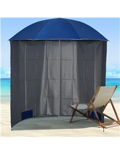 Outsunny 88" Arc 2.2M Fishing Umbrella Beach Parasol with Sides Brolly Shelter Canopy Shade with FREE Carry Bag Blue 2