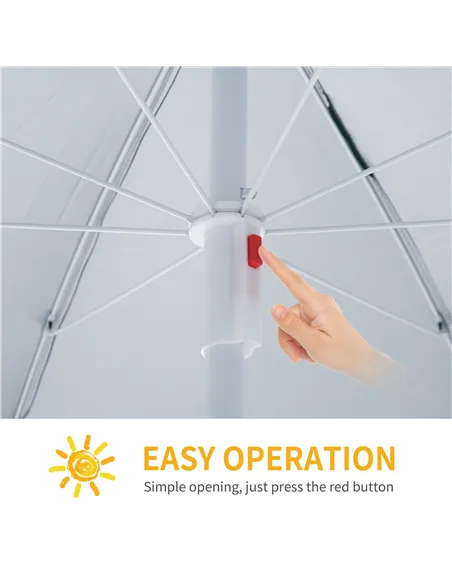 Outsunny 88" Arc 2.2M Fishing Umbrella Beach Parasol with Sides Brolly Shelter Canopy Shade with FREE Carry Bag Blue