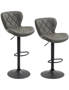 HOMCOM Bar Stools, Set of 2 Breakfast Bar Chairs, Swivel Barstools with Backrest and Footrest, Steel Frame Diamond Pattern PU, f
